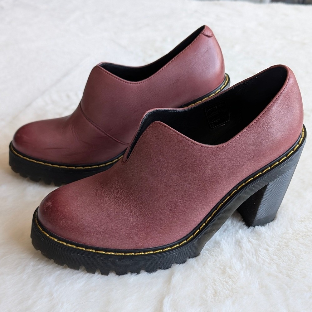 Dr. Martens Cordelia Burgundy Leather Shoes Size US 8 Lug Sole